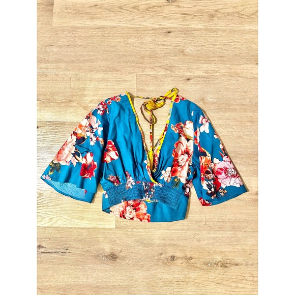 Band of Gypsies Turquoise Floral Crop top size XS - Picture 7 of 9